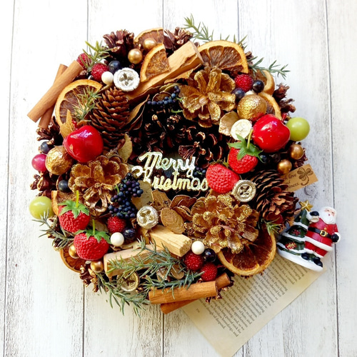 お値下げです！手作りクリスマスリース!! 送料込み】クリスマスリース D | iichi 日々の暮らしを心地よくする