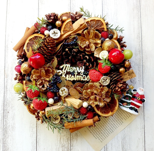 ハンドメイドクリスマスリースオレンジチョコレートフルーツケーキ