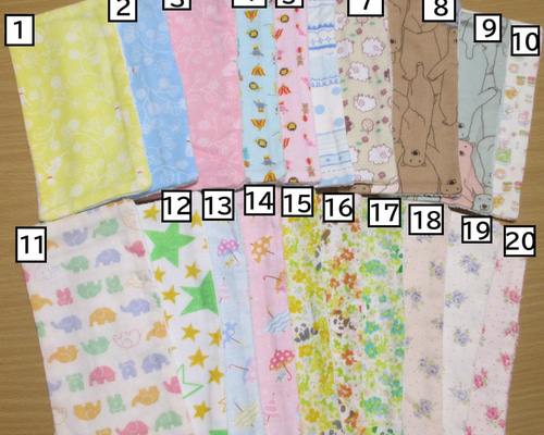 ハンドメイド　　ハンカチ ☆ハンドメイドハンカチ☆裏パイルガーゼハーフハンカチ