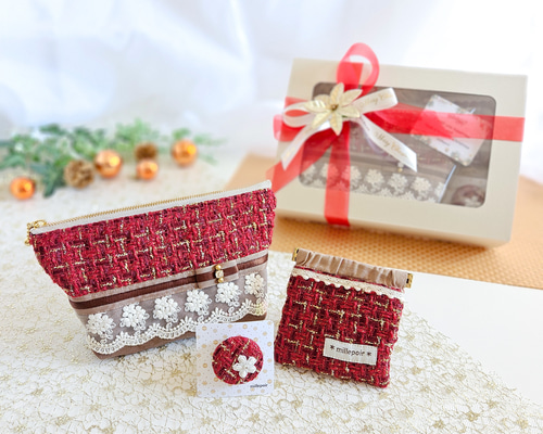ホリデーボックス／華やかツイードのポーチセット ポーチ ミレポワール