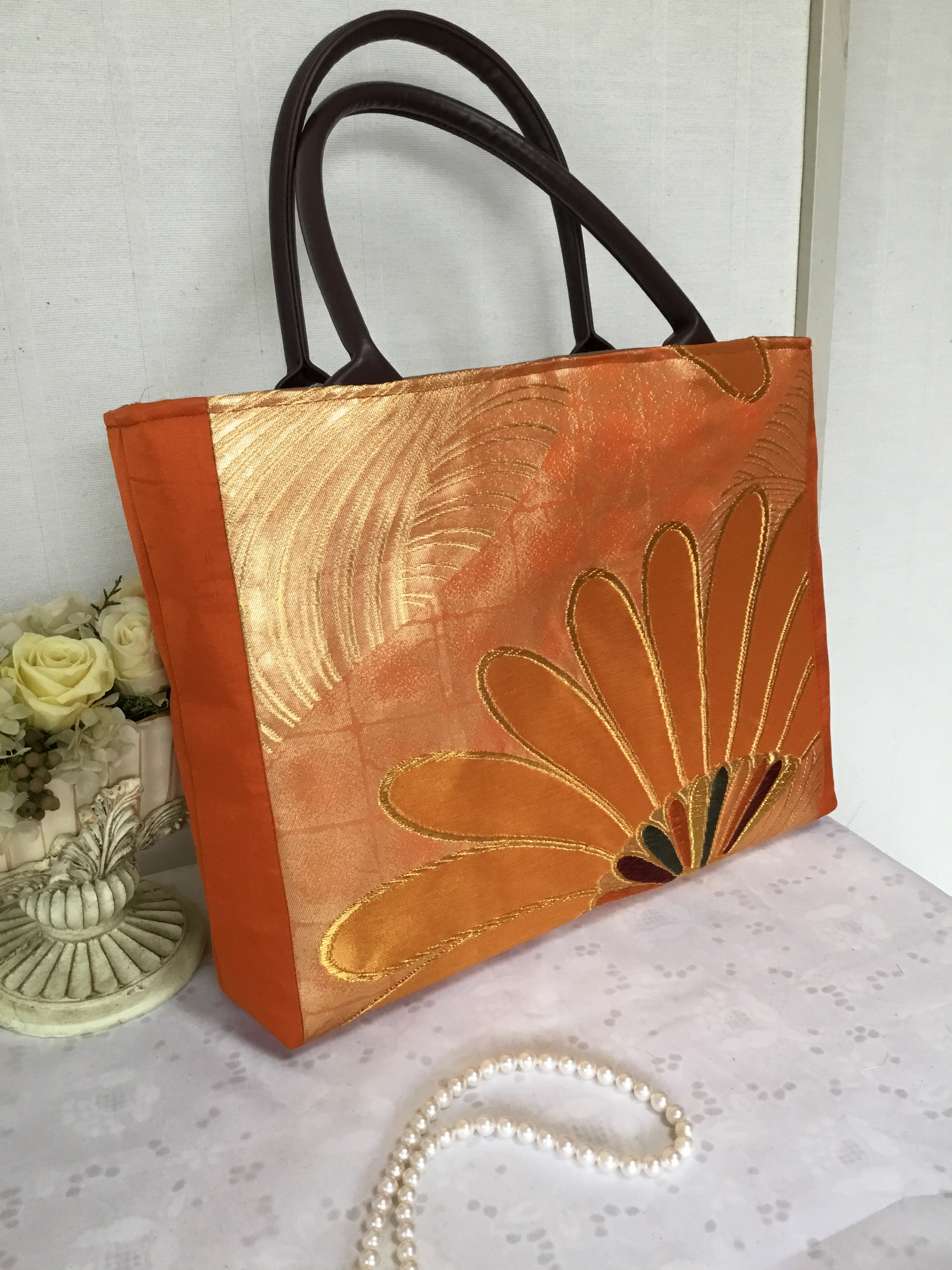 花ぷらら・オリジナル・1点物・ハンドメイド・リメイク・帯・カバン・トートバッグ・お洒落・普段使い・240