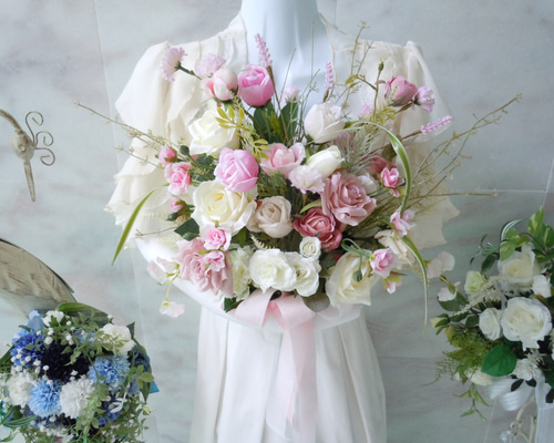 ウエディングブーケ クラッチタイプ ヘアアクセサリー16点No.327