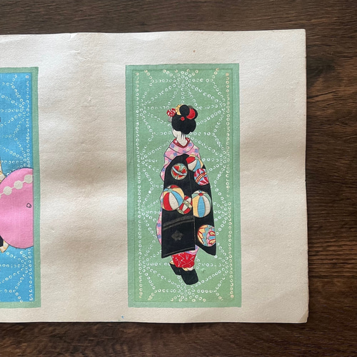 大正時代＜本物の美＞舞妓 木版画 初刷 ポチ袋 no.03 版画 antique art