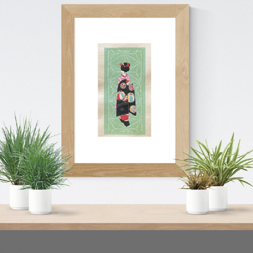 大正時代＜本物の美＞舞妓 木版画 初刷 ポチ袋 no.03 版画 antique art