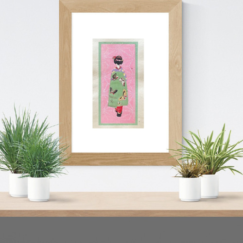 大正時代＜本物の美＞舞妓 木版画 初刷 ポチ袋 no.02 版画 antique art