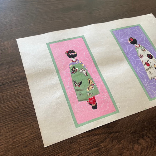 大正時代＜本物の美＞舞妓 木版画 初刷 ポチ袋 no.02 版画 antique art