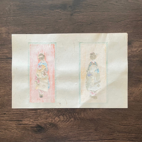 大正時代＜本物の美＞舞妓 木版画 初刷 ポチ袋 no.01 版画 antique art