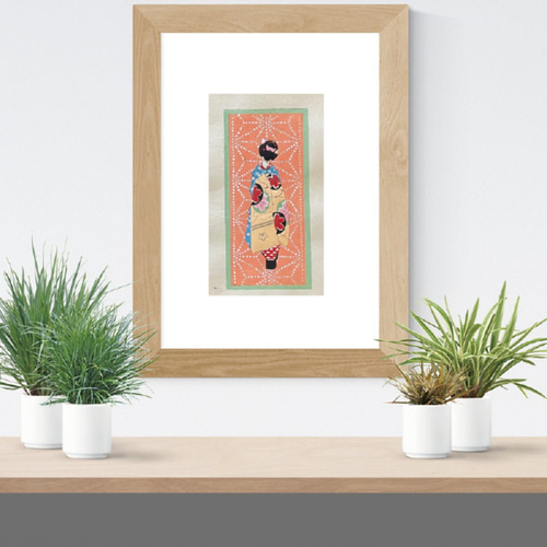 大正時代＜本物の美＞舞妓 木版画 初刷 ポチ袋 no.01 版画 antique art