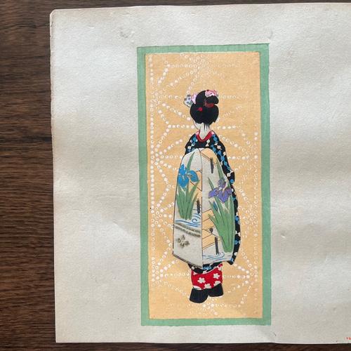 大正時代＜本物の美＞舞妓 木版画 初刷 ポチ袋 no.01 版画 antique art