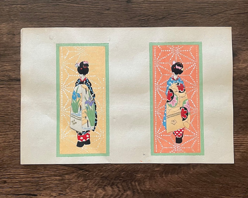 大正時代＜本物の美＞舞妓 木版画 初刷 ポチ袋 no.01 版画 antique art