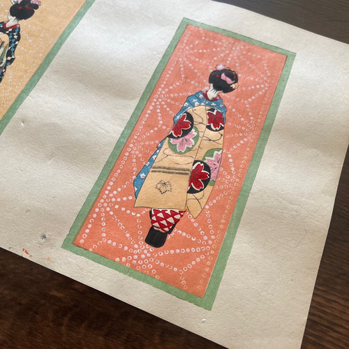 大正時代＜本物の美＞舞妓 木版画 初刷 ポチ袋 no.01 版画 antique art