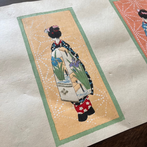 大正時代＜本物の美＞舞妓 木版画 初刷 ポチ袋 no.01 版画 antique art