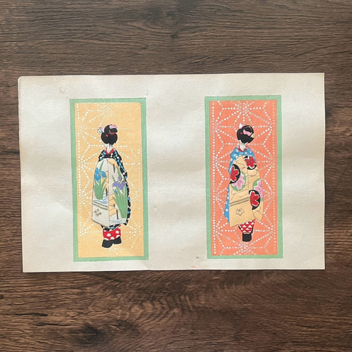 大正時代＜本物の美＞舞妓 木版画 初刷 ポチ袋 no.01 版画 antique art