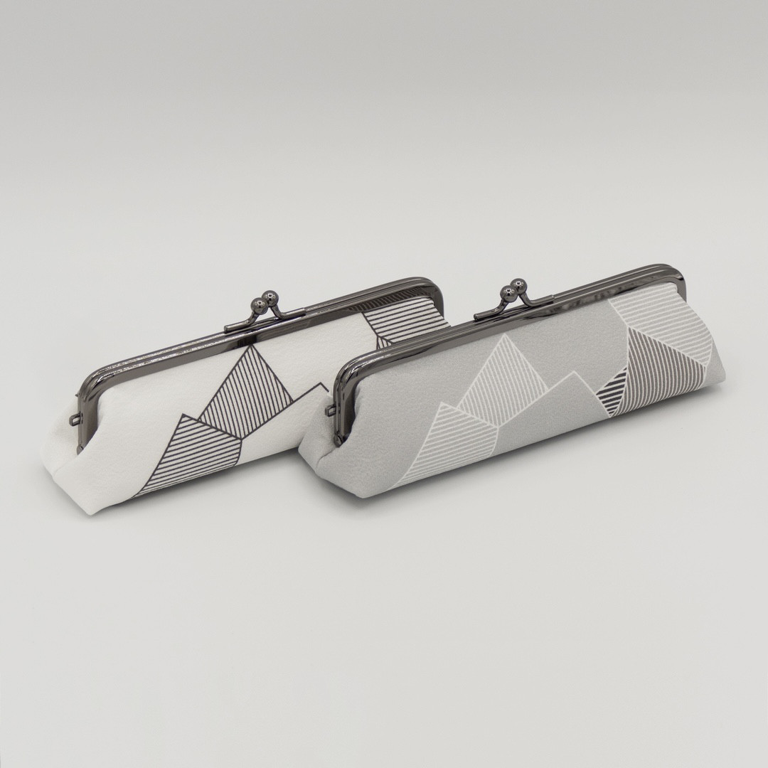 京友禅　がま口ペンケース（眼鏡ケース）『ONE TONE』　氷割　モノトーン