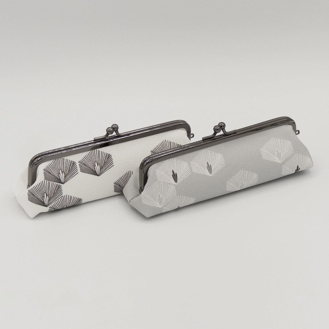 京友禅　がま口ペンケース（眼鏡ケース）『ONE TONE』　松　モノトーン