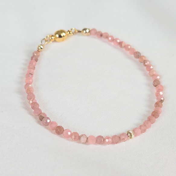 【再販×29】14kgf◆インカローズの細身ブレスレット 4枚目の画像