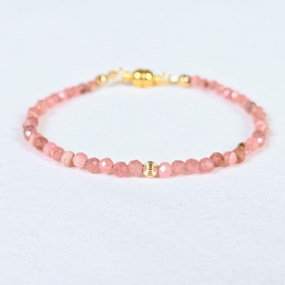 【再販×29】14kgf◆インカローズの細身ブレスレット 1枚目の画像