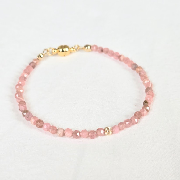 【再販×29】14kgf◆インカローズの細身ブレスレット 2枚目の画像