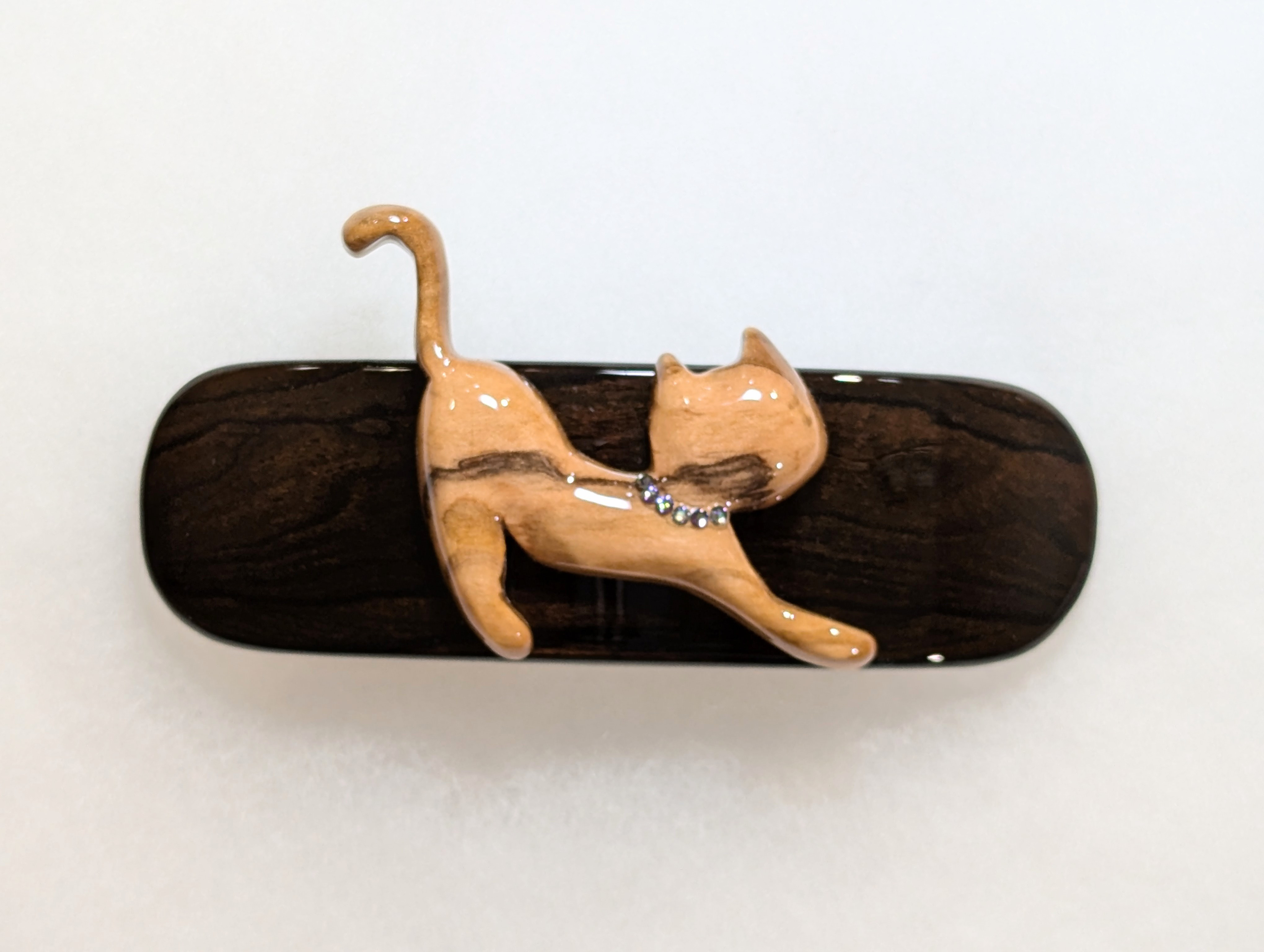 木製　バレッタ (ねこ)