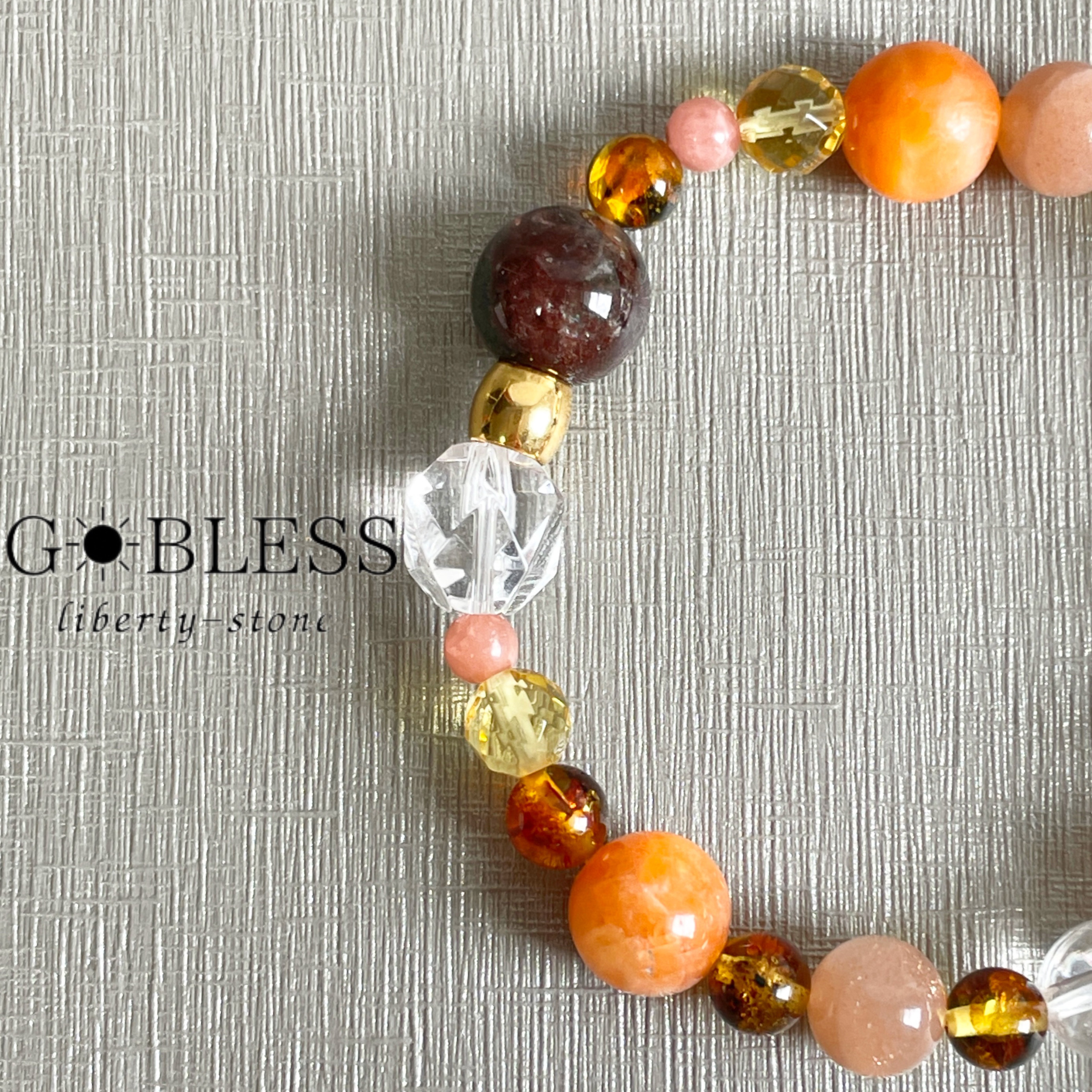 【1点か2点限定】206.  ガネーシャ ／ ブレスレット ／ ガーデンクォーツ × サンストーン