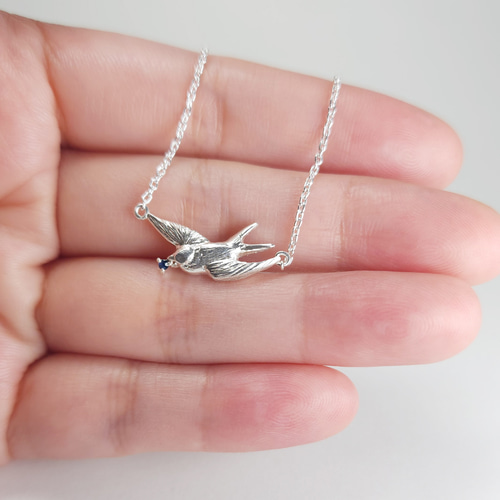 K18鳥モチーフサファイアペンダントトップ