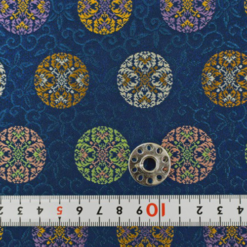 金襴 正絹 浮唐草に浮線菊 鉄納戸色（紺系）16付（395-A）☆幅