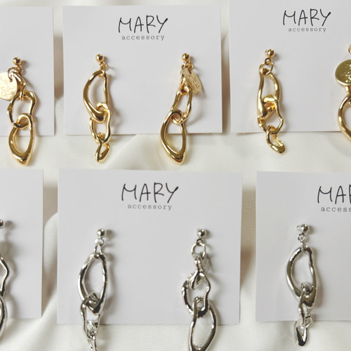 3連 ニュアンスフープ ゴールド シルバー ピアス イヤリング