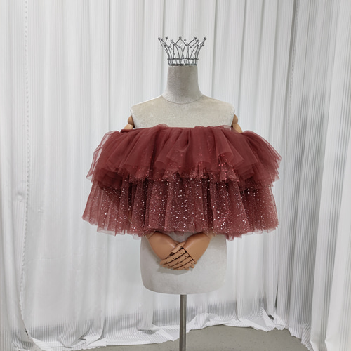 送料無料！取り外しオフショルダー テラコッタ色 キラキラグリッター  