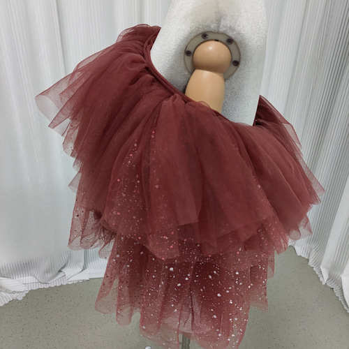 送料無料！取り外しオフショルダー テラコッタ色 キラキラグリッター  