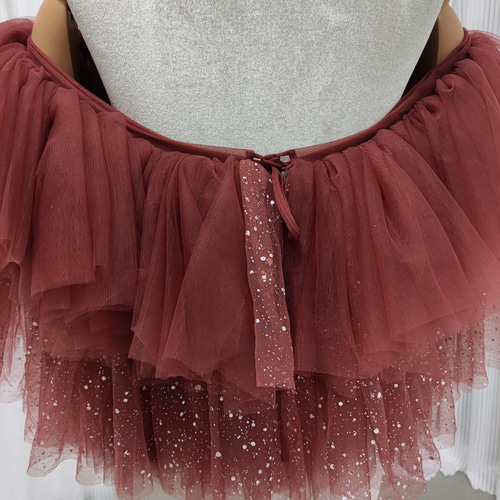 送料無料！取り外しオフショルダー テラコッタ色 キラキラグリッター  