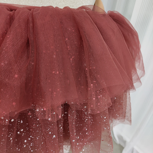 送料無料！取り外しオフショルダー テラコッタ色 キラキラグリッター  