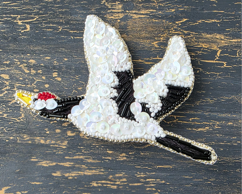 鶴のビーズ刺繍ブローチ・帯留め ブローチ TAKAYO 通販 18384234