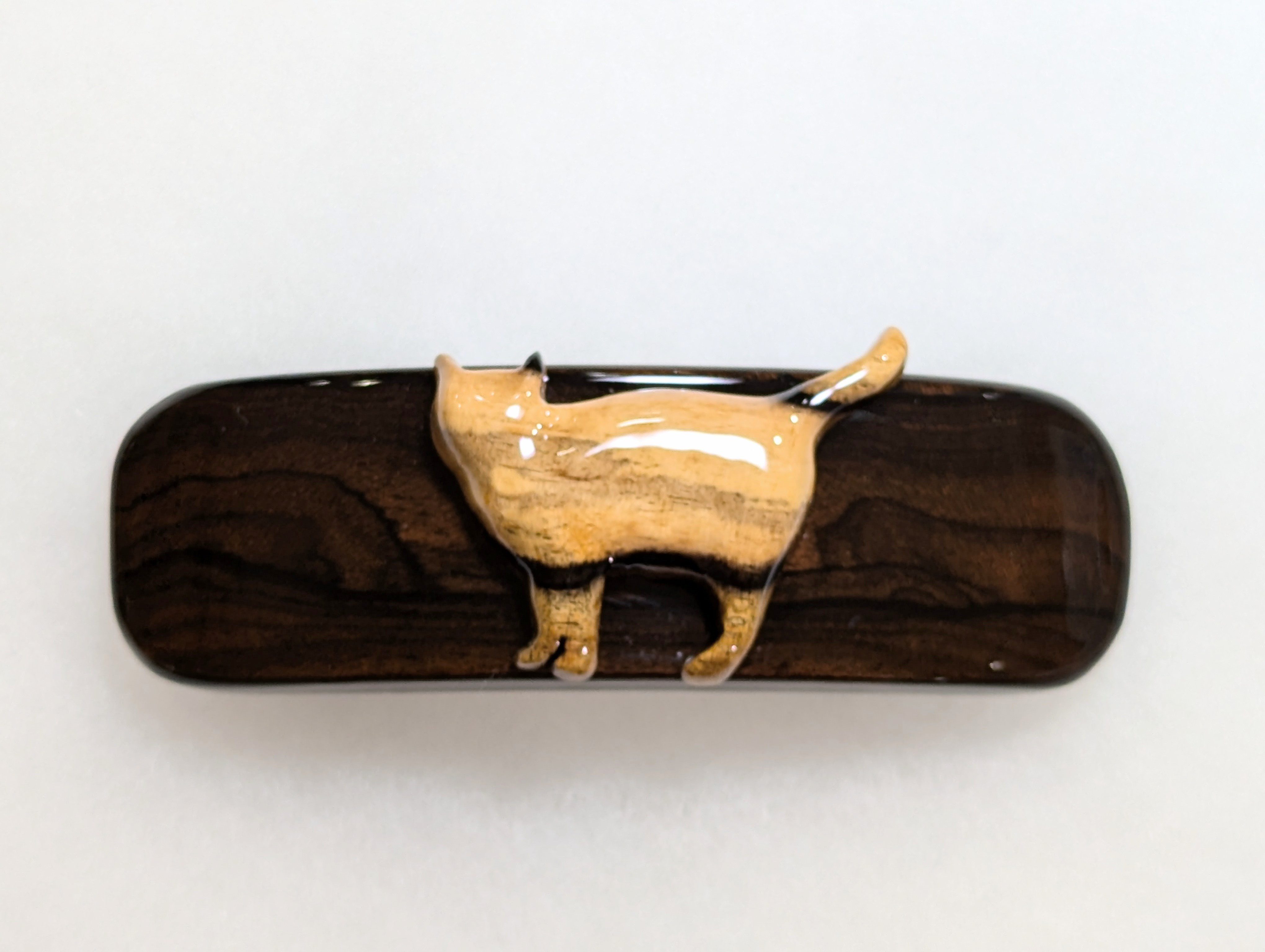 木製　バレッタ　(ねこ)