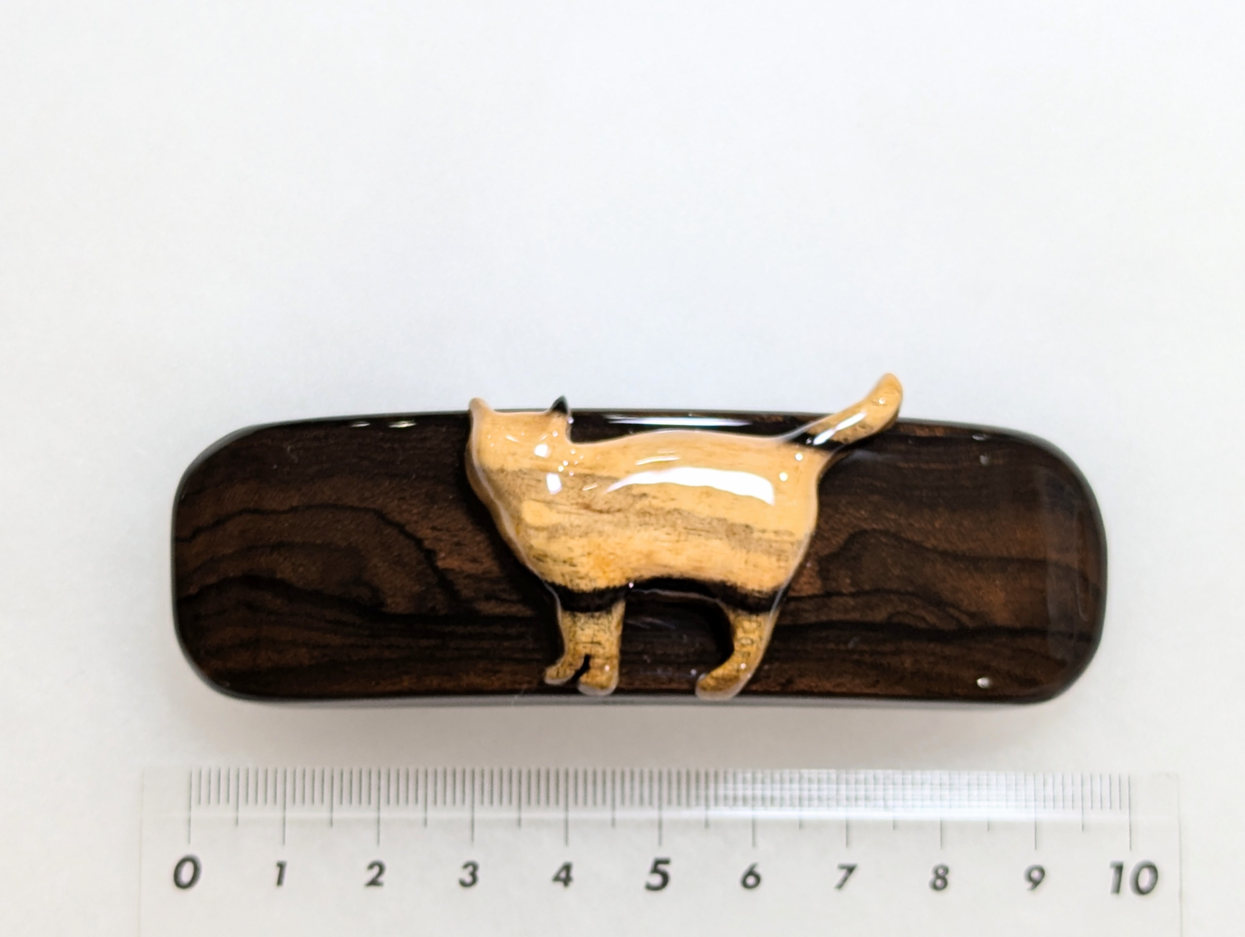 木製　バレッタ　(ねこ)