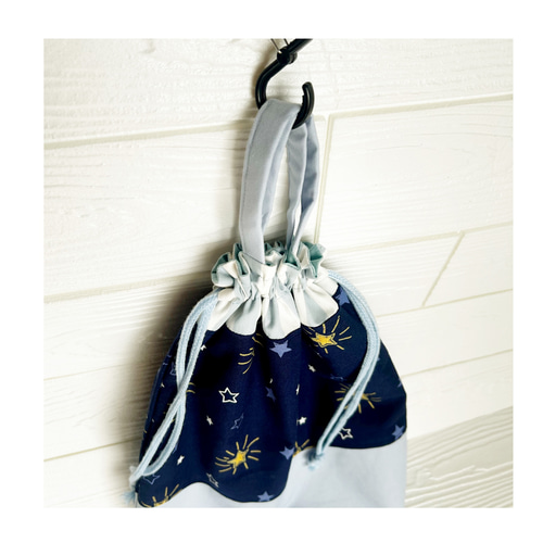 送料込み⭐︎星柄の持ち手付き！大きめ巾着袋⭐︎体操服入れ