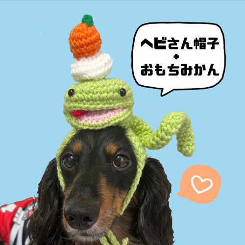 ヘビさん帽子☆2025干支☆ペット用 ペット服・アクセサリー kapo