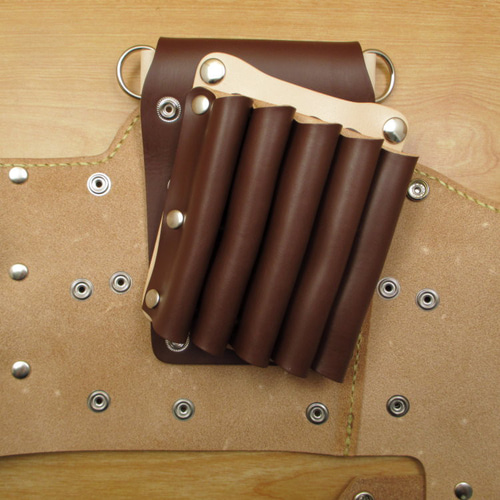 手縫い 本革 8丁差し シザーケース (ブラウン×カラフル) SCA-143/CBA