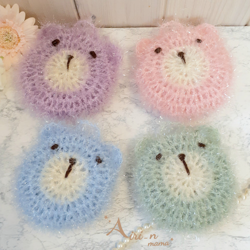 キラキラスポンジ くま4色4個セット くすみカラー ギフト 韓国 キラキラスポンジ くま4色4個セット くすみカラー ギフト 韓国