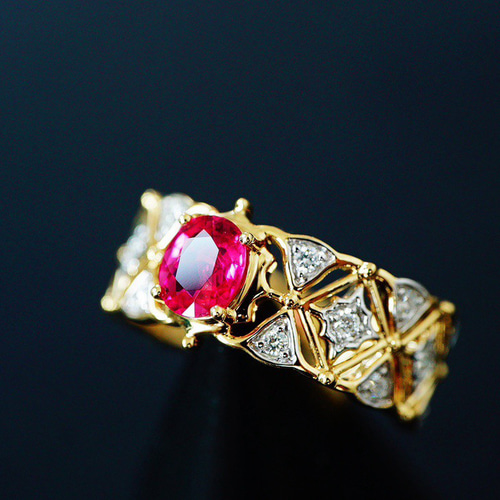 豪華」K18 天然ルビー 天然ダイヤモンド リング 純愛 女性 女王 0.78ct 