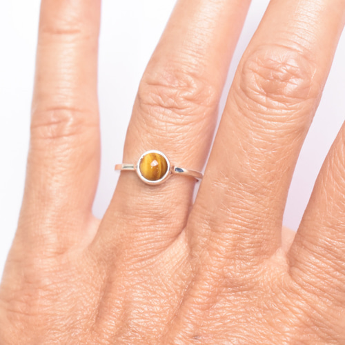 シンプルなタイガーアイの一粒シルバーリング シルバー925 天然石  