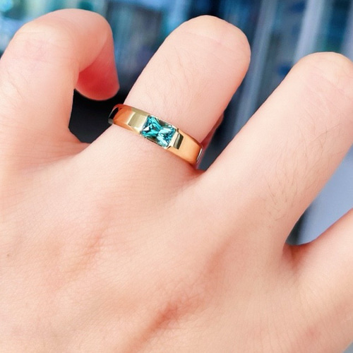 歓喜」K18YG 天然ブルーグリーントルマリン 上品 幸運 友情 希望 10月