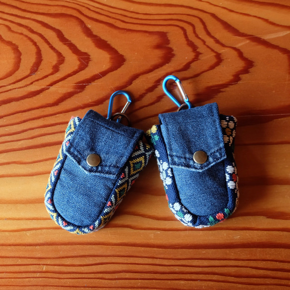 Kogin 豎款無線耳機盒 [刺繡 ☺︎刺子繡] 牛仔布改造 ☺︎ 高爾夫球盒 ⌘接受預訂⌘ 第1張的照片