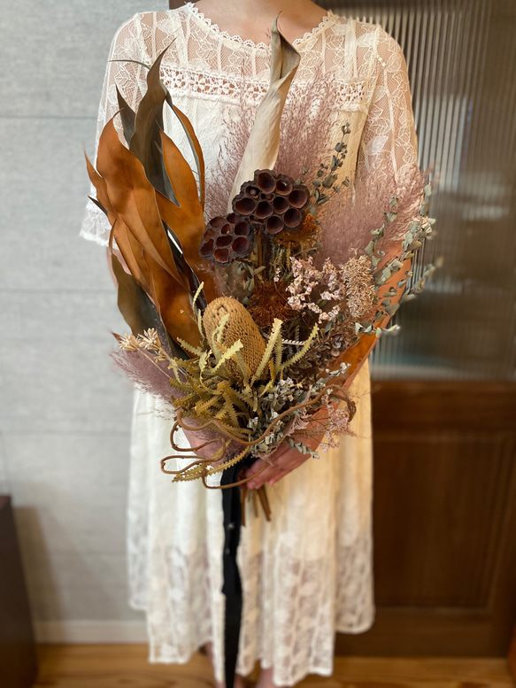 大きめドライフラワースワッグ ドライフラワーブーケ ウェディング