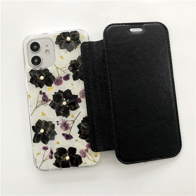 かすみ草 紫陽花ケース 押し花ケース 手帳型スマホケース iPhone17Pro/17ProMax/GalaxyS26