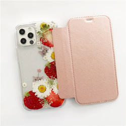 いちご 猫ケース 押し花ケース 手帳型 iPhone17Pro/17Air/17ProMax/16e