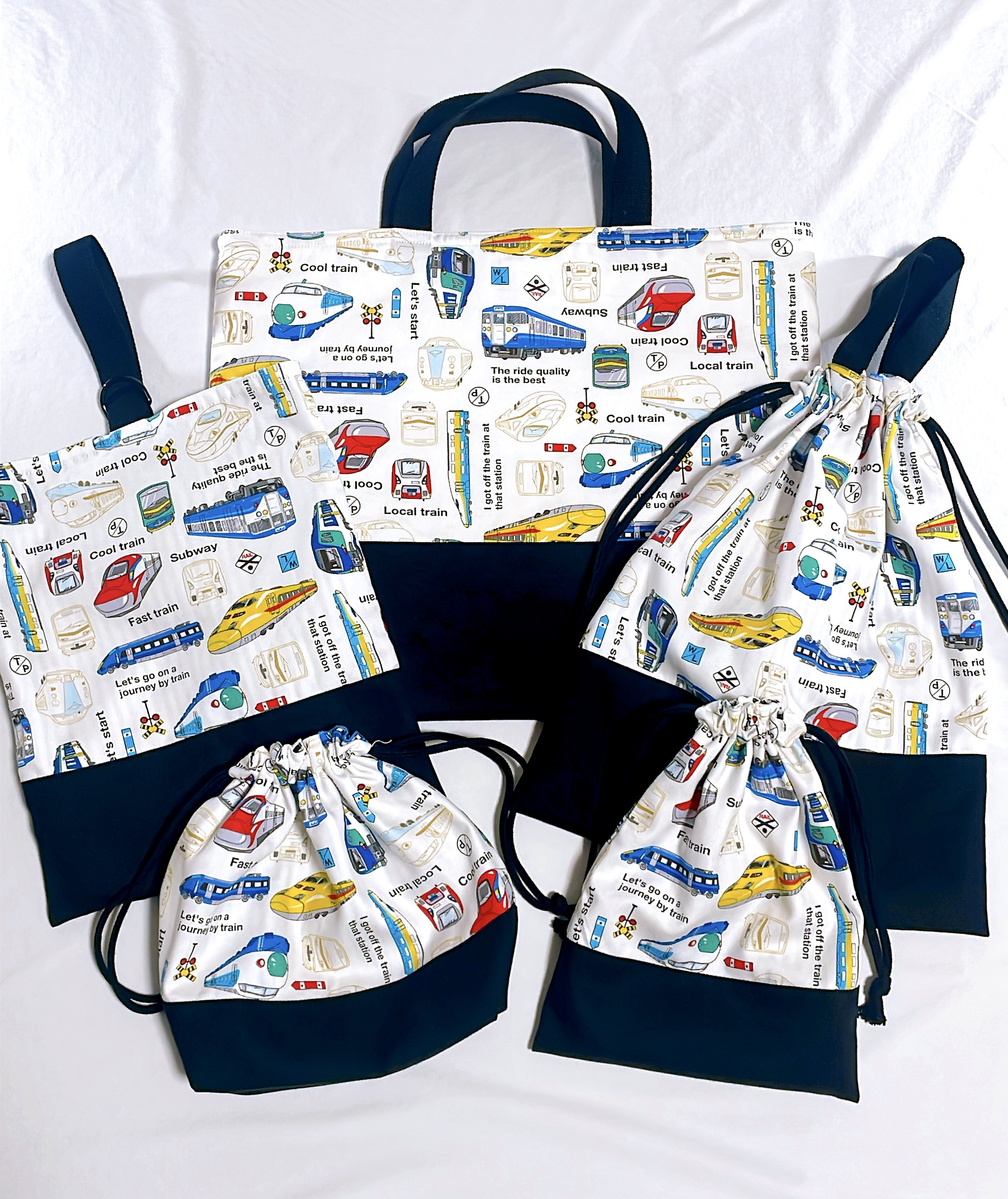 新幹線　電車　ドクターイエロー　男の子　レッスンバッグ5セット　レッスンバッグセット