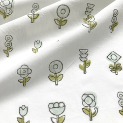 インド ブロックプリント生地 [55cm単位] Sanganeri フラワーフィールド グリーン 花 CH IF0096 1枚目の画像