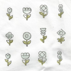 インド ブロックプリント生地 [55cm単位] Sanganeri フラワーフィールド グリーン 花 CH IF0096 2枚目の画像