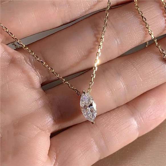 newデザイン】輝くモアサナイト ダイヤ ネックレス k18YG ネックレス  