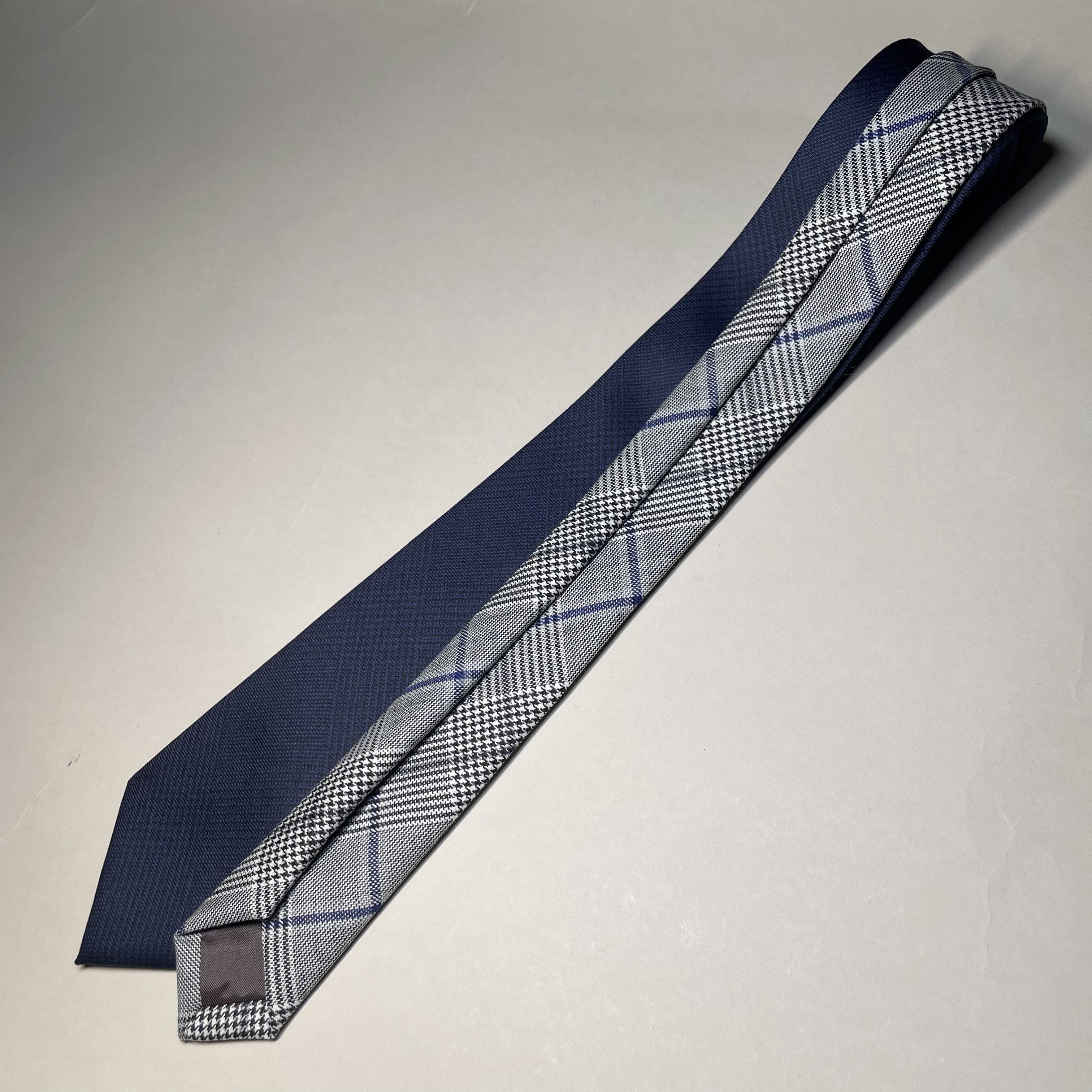 【受注製作】ネイビー　チドリ  チェック　ネクタイ　プレゼント　ギフト【別途】名入れ　メッセージ　イニシャル　刺繍